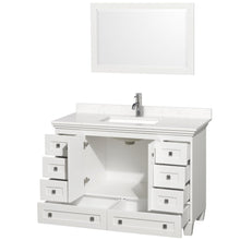 Load image into Gallery viewer, Wyndham Collection Vanity Wyndham Collection WCV800048SWHC2UNSM24 Acclaim 48 Inch Single Bathroom Vanity in White, Light-Vein Carrara Cultured Marble Countertop, Undermount Square Sink, 24 Inch Mirror