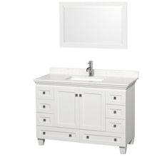 Load image into Gallery viewer, Wyndham Collection Vanity Wyndham Collection WCV800048SWHC2UNSM24 Acclaim 48 Inch Single Bathroom Vanity in White, Light-Vein Carrara Cultured Marble Countertop, Undermount Square Sink, 24 Inch Mirror