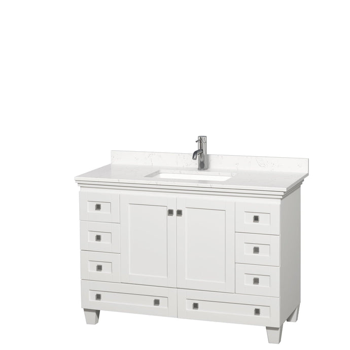 Wyndham Collection Vanity Wyndham Collection WCV800048SWHC2UNSMXX Acclaim 48 Inch Single Bathroom Vanity in White, Light-Vein Carrara Cultured Marble Countertop, Undermount Square Sink, No Mirror