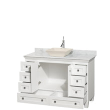 Load image into Gallery viewer, Wyndham Collection Vanity Wyndham Collection WCV800048SWHCMD2BMXX Acclaim 48 Inch Single Bathroom Vanity in White, White Carrara Marble Countertop, Pyra Bone Sink, and No Mirror