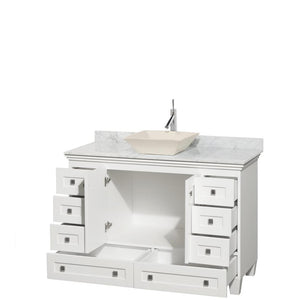 Wyndham Collection Vanity Wyndham Collection WCV800048SWHCMD2BMXX Acclaim 48 Inch Single Bathroom Vanity in White, White Carrara Marble Countertop, Pyra Bone Sink, and No Mirror