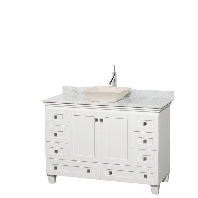 Wyndham Collection Vanity Wyndham Collection WCV800048SWHCMD2BMXX Acclaim 48 Inch Single Bathroom Vanity in White, White Carrara Marble Countertop, Pyra Bone Sink, and No Mirror