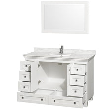 Load image into Gallery viewer, Wyndham Collection Vanity Wyndham Collection WCV800048SWHCMUNSM24 Acclaim 48 Inch Single Bathroom Vanity in White, White Carrara Marble Countertop, Undermount Square Sink, and 24 Inch Mirror