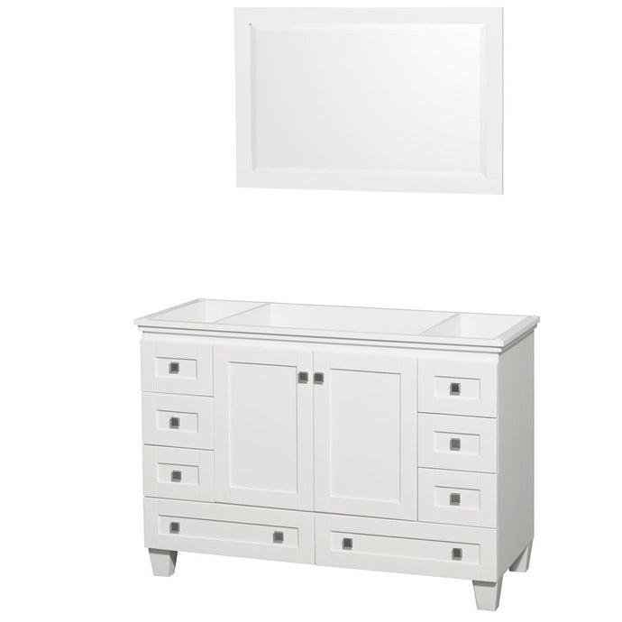 Wyndham Collection Vanity Wyndham Collection WCV800048SWHCXSXXM24 Acclaim 48 Inch Single Bathroom Vanity in White, No Countertop, No Sink, and 24 Inch Mirror