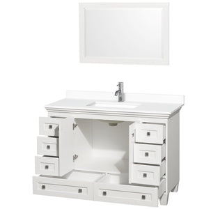 Wyndham Collection Vanity Wyndham Collection WCV800048SWHWCUNSM24 Acclaim 48 Inch Single Bathroom Vanity in White, White Cultured Marble Countertop, Undermount Square Sink, 24 Inch Mirror