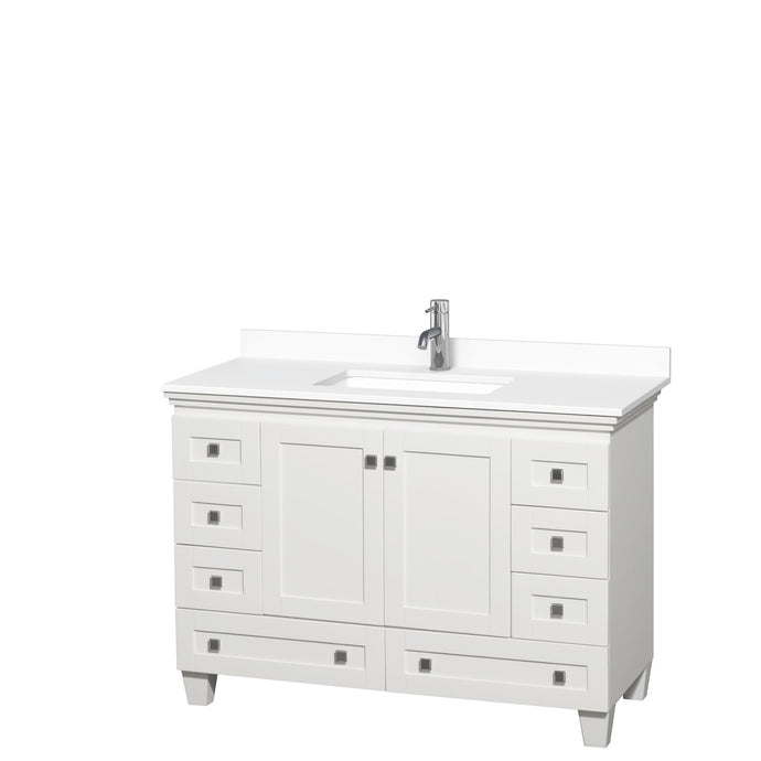 Wyndham Collection Vanity Wyndham Collection WCV800048SWHWCUNSMXX Acclaim 48 Inch Single Bathroom Vanity in White, White Cultured Marble Countertop, Undermount Square Sink, No Mirror