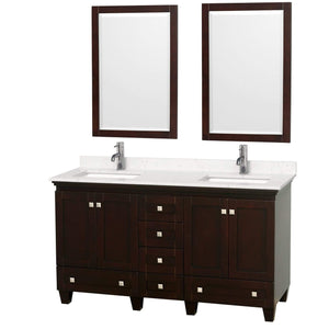 Wyndham Collection Vanity Wyndham Collection WCV800060DESC2UNSM24 Acclaim 60 Inch Double Bathroom Vanity in Espresso, Light-Vein Carrara Cultured Marble Countertop, Undermount Square Sinks, 24 Inch Mirrors