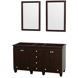 Wyndham Collection Vanity Wyndham Collection WCV800060DESCXSXXM24 Acclaim 60 Inch Double Bathroom Vanity in Espresso, No Countertop, No Sinks, and 24 Inch Mirrors