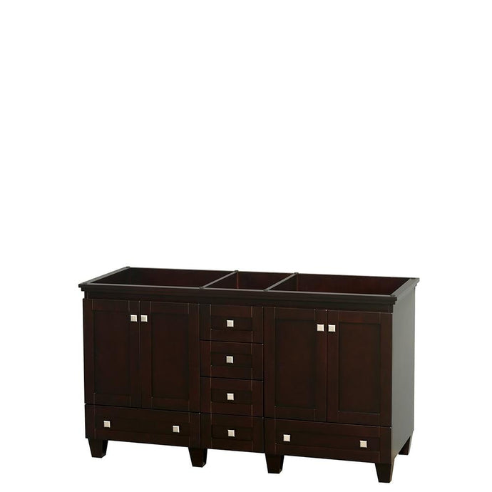 Wyndham Collection Vanity Wyndham Collection WCV800060DESCXSXXMXX Acclaim 60 Inch Double Bathroom Vanity in Espresso, No Countertop, No Sinks, and No Mirrors