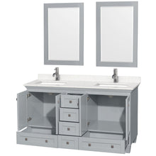 Load image into Gallery viewer, Wyndham Collection Vanity Wyndham Collection WCV800060DOYC2UNSM24 Acclaim 60 Inch Double Bathroom Vanity in Oyster Gray, Light-Vein Carrara Cultured Marble Countertop, Undermount Square Sinks, 24 Inch Mirrors