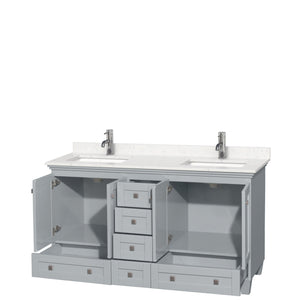 Wyndham Collection Vanity Wyndham Collection WCV800060DOYC2UNSMXX Acclaim 60 Inch Double Bathroom Vanity in Oyster Gray, Light-Vein Carrara Cultured Marble Countertop, Undermount Square Sinks, No Mirrors