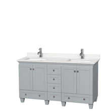 Load image into Gallery viewer, Wyndham Collection Vanity Wyndham Collection WCV800060DOYC2UNSMXX Acclaim 60 Inch Double Bathroom Vanity in Oyster Gray, Light-Vein Carrara Cultured Marble Countertop, Undermount Square Sinks, No Mirrors