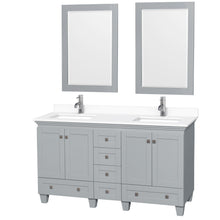 Load image into Gallery viewer, Wyndham Collection Vanity Wyndham Collection WCV800060DOYWCUNSM24 Acclaim 60 Inch Double Bathroom Vanity in Oyster Gray, White Cultured Marble Countertop, Undermount Square Sinks, 24 Inch Mirrors