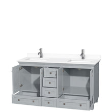 Load image into Gallery viewer, Wyndham Collection Vanity Wyndham Collection WCV800060DOYWCUNSMXX Acclaim 60 Inch Double Bathroom Vanity in Oyster Gray, White Cultured Marble Countertop, Undermount Square Sinks, No Mirrors