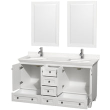 Load image into Gallery viewer, Wyndham Collection Vanity Wyndham Collection WCV800060DWHC2UNSM24 Acclaim 60 Inch Double Bathroom Vanity in White, Light-Vein Carrara Cultured Marble Countertop, Undermount Square Sinks, 24 Inch Mirrors