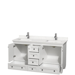 Wyndham Collection Vanity Wyndham Collection WCV800060DWHC2UNSMXX Acclaim 60 Inch Double Bathroom Vanity in White, Light-Vein Carrara Cultured Marble Countertop, Undermount Square Sinks, No Mirrors