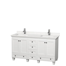 Load image into Gallery viewer, Wyndham Collection Vanity Wyndham Collection WCV800060DWHC2UNSMXX Acclaim 60 Inch Double Bathroom Vanity in White, Light-Vein Carrara Cultured Marble Countertop, Undermount Square Sinks, No Mirrors