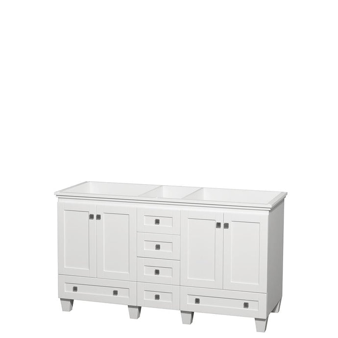Wyndham Collection Vanity Wyndham Collection WCV800060DWHCXSXXMXX Acclaim 60 Inch Double Bathroom Vanity in White, No Countertop, No Sinks, and No Mirrors