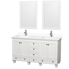 Load image into Gallery viewer, Wyndham Collection Vanity Wyndham Collection WCV800060DWHWCUNSM24 Acclaim 60 Inch Double Bathroom Vanity in White, White Cultured Marble Countertop, Undermount Square Sinks, 24 Inch Mirrors