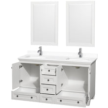 Load image into Gallery viewer, Wyndham Collection Vanity Wyndham Collection WCV800060DWHWCUNSM24 Acclaim 60 Inch Double Bathroom Vanity in White, White Cultured Marble Countertop, Undermount Square Sinks, 24 Inch Mirrors