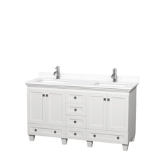 Load image into Gallery viewer, Wyndham Collection Vanity Wyndham Collection WCV800060DWHWCUNSMXX Acclaim 60 Inch Double Bathroom Vanity in White, White Cultured Marble Countertop, Undermount Square Sinks, No Mirrors