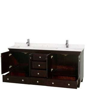 Wyndham Collection Vanity Wyndham Collection WCV800072DESC2UNSMXX Acclaim 72 Inch Double Bathroom Vanity in Espresso, Light-Vein Carrara Cultured Marble Countertop, Undermount Square Sinks, No Mirrors