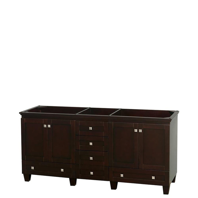 Wyndham Collection Vanity Wyndham Collection WCV800072DESCXSXXMXX Acclaim 72 Inch Double Bathroom Vanity in Espresso, No Countertop, No Sinks, and No Mirrors