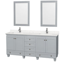 Load image into Gallery viewer, Wyndham Collection Vanity Wyndham Collection WCV800072DOYC2UNSM24 Acclaim 72 Inch Double Bathroom Vanity in Oyster Gray, Light-Vein Carrara Cultured Marble Countertop, Undermount Square Sinks, 24 Inch Mirrors