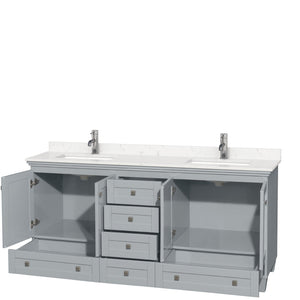 Wyndham Collection Vanity Wyndham Collection WCV800072DOYC2UNSMXX Acclaim 72 Inch Double Bathroom Vanity in Oyster Gray, Light-Vein Carrara Cultured Marble Countertop, Undermount Square Sinks, No Mirrors