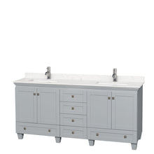 Load image into Gallery viewer, Wyndham Collection Vanity Wyndham Collection WCV800072DOYC2UNSMXX Acclaim 72 Inch Double Bathroom Vanity in Oyster Gray, Light-Vein Carrara Cultured Marble Countertop, Undermount Square Sinks, No Mirrors