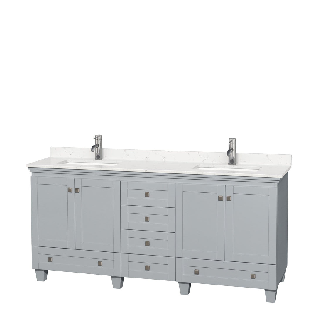 Wyndham Collection Vanity Wyndham Collection WCV800072DOYC2UNSMXX Acclaim 72 Inch Double Bathroom Vanity in Oyster Gray, Light-Vein Carrara Cultured Marble Countertop, Undermount Square Sinks, No Mirrors