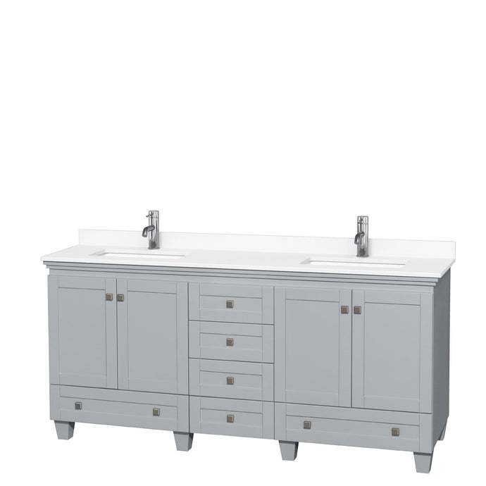 Wyndham Collection Vanity Wyndham Collection WCV800072DOYWCUNSMXX Acclaim 72 Inch Double Bathroom Vanity in Oyster Gray, White Cultured Marble Countertop, Undermount Square Sinks, No Mirrors