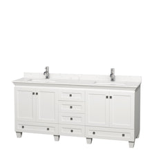 Load image into Gallery viewer, Wyndham Collection Vanity Wyndham Collection WCV800072DWHC2UNSMXX Acclaim 72 Inch Double Bathroom Vanity in White, Light-Vein Carrara Cultured Marble Countertop, Undermount Square Sinks, No Mirrors