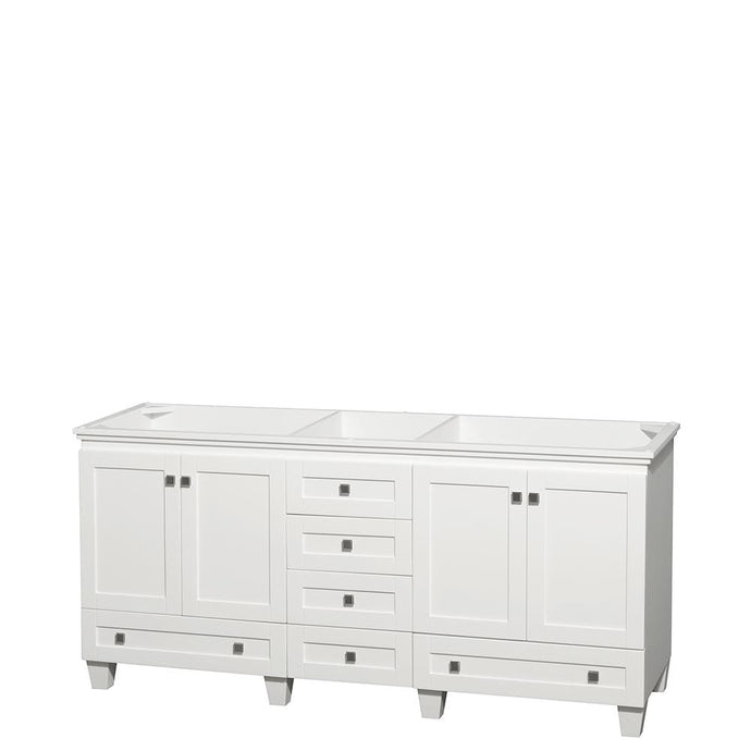Wyndham Collection Vanity Wyndham Collection WCV800072DWHCXSXXMXX Acclaim 72 Inch Double Bathroom Vanity in White, No Countertop, No Sinks, and No Mirrors