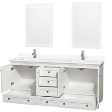 Load image into Gallery viewer, Wyndham Collection Vanity Wyndham Collection WCV800072DWHWCUNSM24 Acclaim 72 Inch Double Bathroom Vanity in White, White Cultured Marble Countertop, Undermount Square Sinks, 24 Inch Mirrors