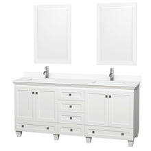 Load image into Gallery viewer, Wyndham Collection Vanity Wyndham Collection WCV800072DWHWCUNSM24 Acclaim 72 Inch Double Bathroom Vanity in White, White Cultured Marble Countertop, Undermount Square Sinks, 24 Inch Mirrors