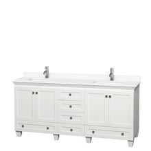 Load image into Gallery viewer, Wyndham Collection Vanity Wyndham Collection WCV800072DWHWCUNSMXX Acclaim 72 Inch Double Bathroom Vanity in White, White Cultured Marble Countertop, Undermount Square Sinks, No Mirrors