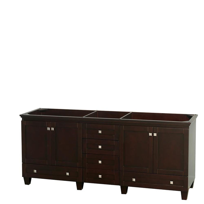 Wyndham Collection Vanity Wyndham Collection WCV800080DESCXSXXMXX Acclaim 80 Inch Double Bathroom Vanity in Espresso, No Countertop, No Sinks, and No Mirrors