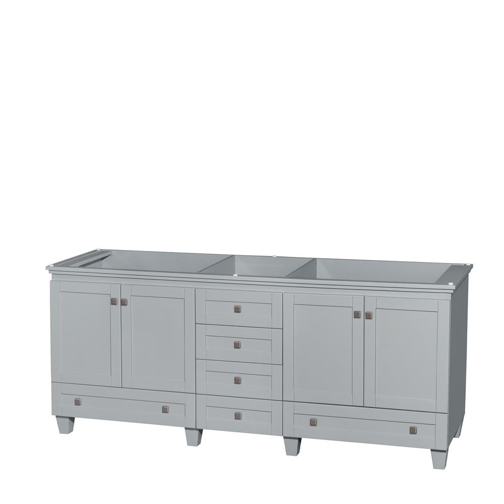 Wyndham Collection Vanity Wyndham Collection WCV800080DOYCXSXXMXX Acclaim 80 Inch Double Bathroom Vanity in Oyster Gray, No Countertop, No Sinks, and No Mirrors