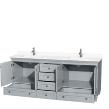 Load image into Gallery viewer, Wyndham Collection Vanity Wyndham Collection WCV800080DOYWCUNSMXX Acclaim 80 Inch Double Bathroom Vanity in Oyster Gray, White Cultured Marble Countertop, Undermount Square Sinks, No Mirrors