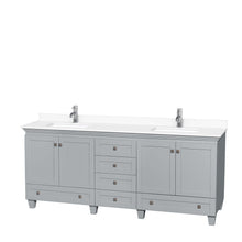 Load image into Gallery viewer, Wyndham Collection Vanity Wyndham Collection WCV800080DOYWCUNSMXX Acclaim 80 Inch Double Bathroom Vanity in Oyster Gray, White Cultured Marble Countertop, Undermount Square Sinks, No Mirrors