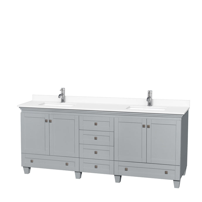 Wyndham Collection Vanity Wyndham Collection WCV800080DOYWCUNSMXX Acclaim 80 Inch Double Bathroom Vanity in Oyster Gray, White Cultured Marble Countertop, Undermount Square Sinks, No Mirrors