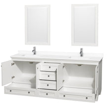 Load image into Gallery viewer, Wyndham Collection Vanity Wyndham Collection WCV800080DWHWCUNSM24 Acclaim 80 Inch Double Bathroom Vanity in White, White Cultured Marble Countertop, Undermount Square Sinks, 24 Inch Mirrors
