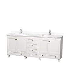 Load image into Gallery viewer, Wyndham Collection Vanity Wyndham Collection WCV800080DWHWCUNSMXX Acclaim 80 Inch Double Bathroom Vanity in White, White Cultured Marble Countertop, Undermount Square Sinks, No Mirrors