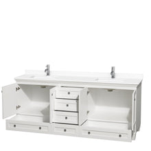 Load image into Gallery viewer, Wyndham Collection Vanity Wyndham Collection WCV800080DWHWCUNSMXX Acclaim 80 Inch Double Bathroom Vanity in White, White Cultured Marble Countertop, Undermount Square Sinks, No Mirrors