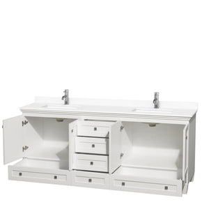 Wyndham Collection Vanity Wyndham Collection WCV800080DWHWCUNSMXX Acclaim 80 Inch Double Bathroom Vanity in White, White Cultured Marble Countertop, Undermount Square Sinks, No Mirrors