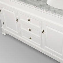 Load image into Gallery viewer, Wyndham Collection Vanity Wyndham Collection WCVTD60WHCW Andover 60 Inch Double Bathroom Vanity in White, White Carrara Marble Countertop, Undermount Oval Sinks, and 56 Inch Mirror