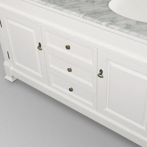 Wyndham Collection Vanity Wyndham Collection WCVTD60WHCW Andover 60 Inch Double Bathroom Vanity in White, White Carrara Marble Countertop, Undermount Oval Sinks, and 56 Inch Mirror
