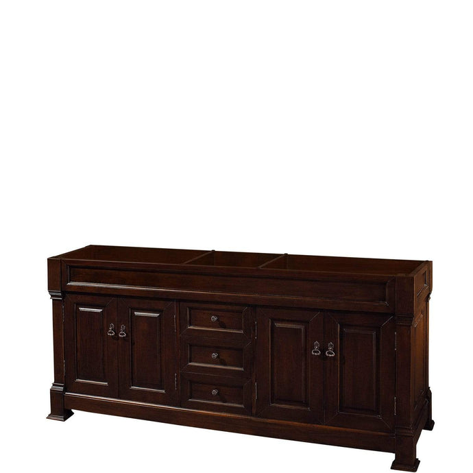 Wyndham Collection Vanity Wyndham Collection WCVTRAD72DDCCXSXXMXX Andover 72 Inch Double Bathroom Vanity in Dark Cherry, No Countertop, No Sink, and No Mirror