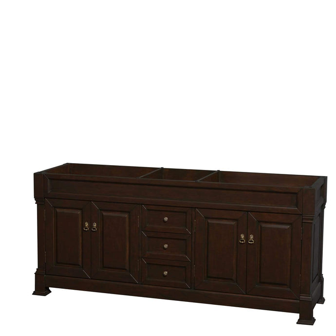 Wyndham Collection Vanity Wyndham Collection WCVTRAD80DDCCXSXXMXX Andover 80 Inch Double Bathroom Vanity in Dark Cherry, No Countertop, No Sink, and No Mirror